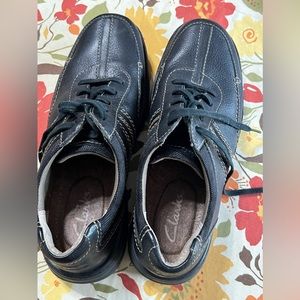 Clarks Slone Lace-Up Low Top Leather Black Oxford Shoes Men's 9.5 M 82470 EUC‎
